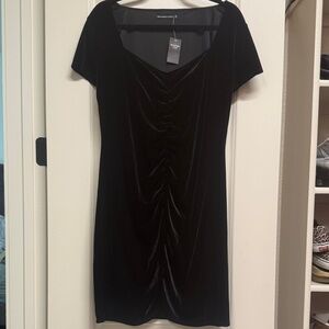 Elegant Ruched Black Velvet Dress